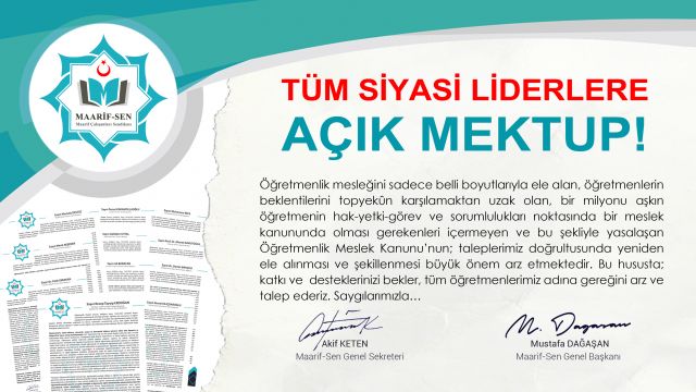 Tüm Siyasi Liderlere Açık Mektup!