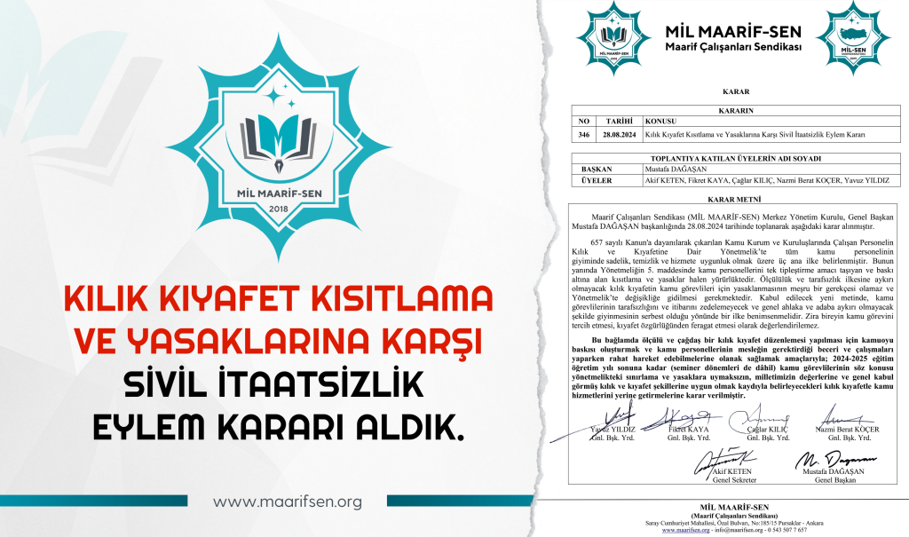 Kılık Kıyafet Kısıtlama ve Yasaklarına Karşı Sivil İtaatsizlik Eylem Kararı