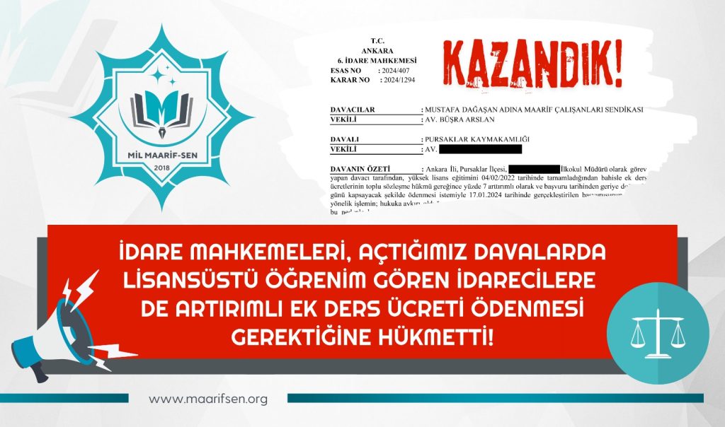 Maarif-Sen’den Hukuki Kazanım