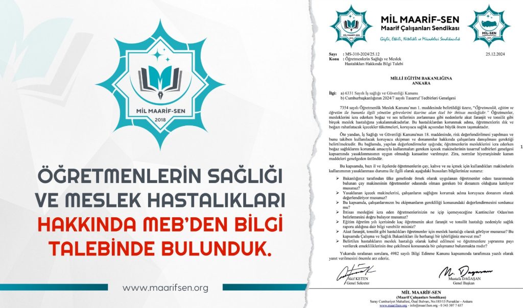 Öğretmenlerin Sağlığı ve Meslek Hastalıkları Hakkında MEB’den Bilgi Talebinde Bulunduk