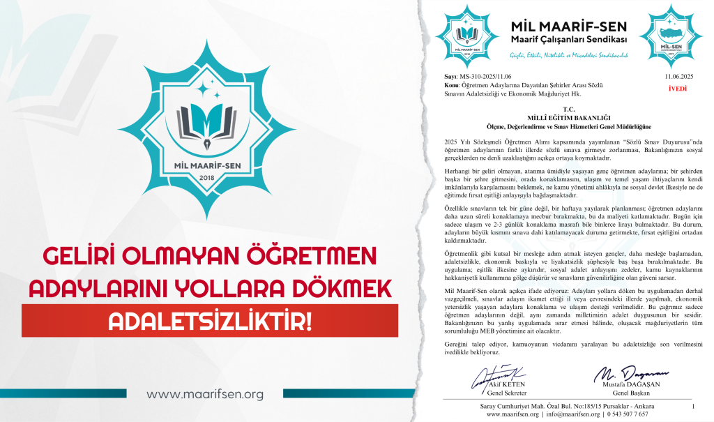 Geliri Olmayan Öğretmen Adaylarını Yollara Dökmek Adaletsizliktir!