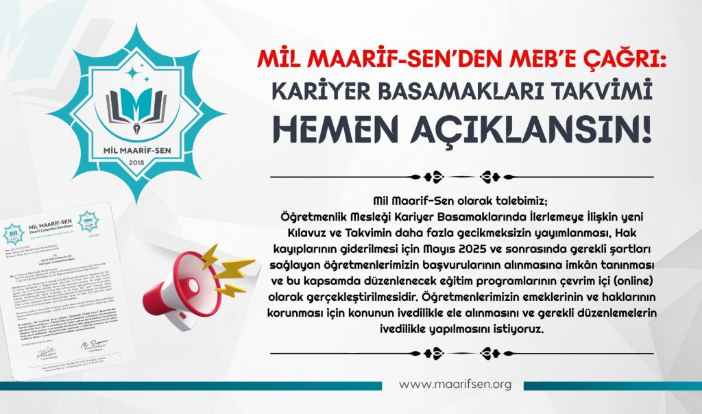 Mil Maarif-Sen’den MEB’e Çağrı: Hak Kaybına Son Verin