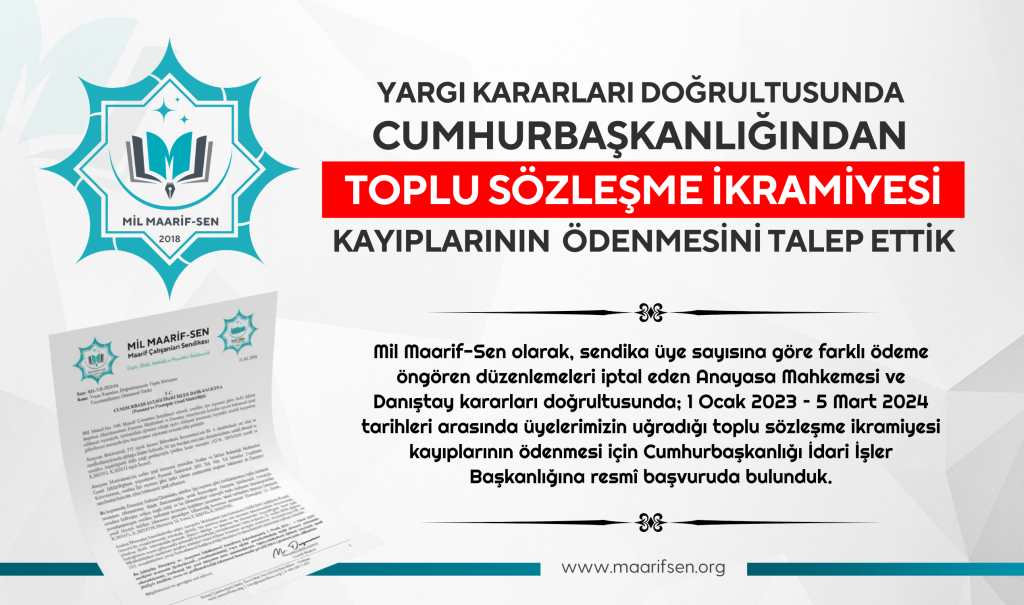 YARGI KARARLARI DOĞRULTUSUNDA TOPLU SÖZLEŞME İKRAMİYESİ KAYIPLARININ ÖDENMESİNİ TALEP ETTİK