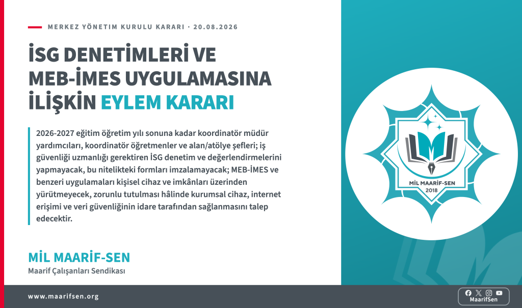 Öğretmen İSG Uzmanı Değildir, Şahsi Cihazlar Kamu Hizmeti Aracı Yapılamaz: Koordinatörlük ve MEB-İMES Eylem Kararımız!