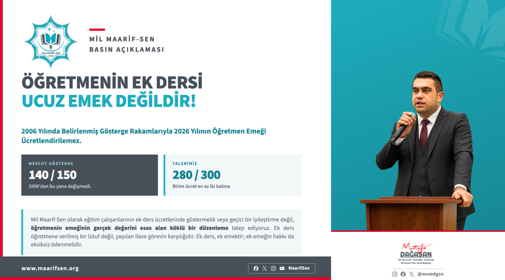ÖĞRETMENİN EK DERSİ UCUZ EMEK DEĞİLDİR!
